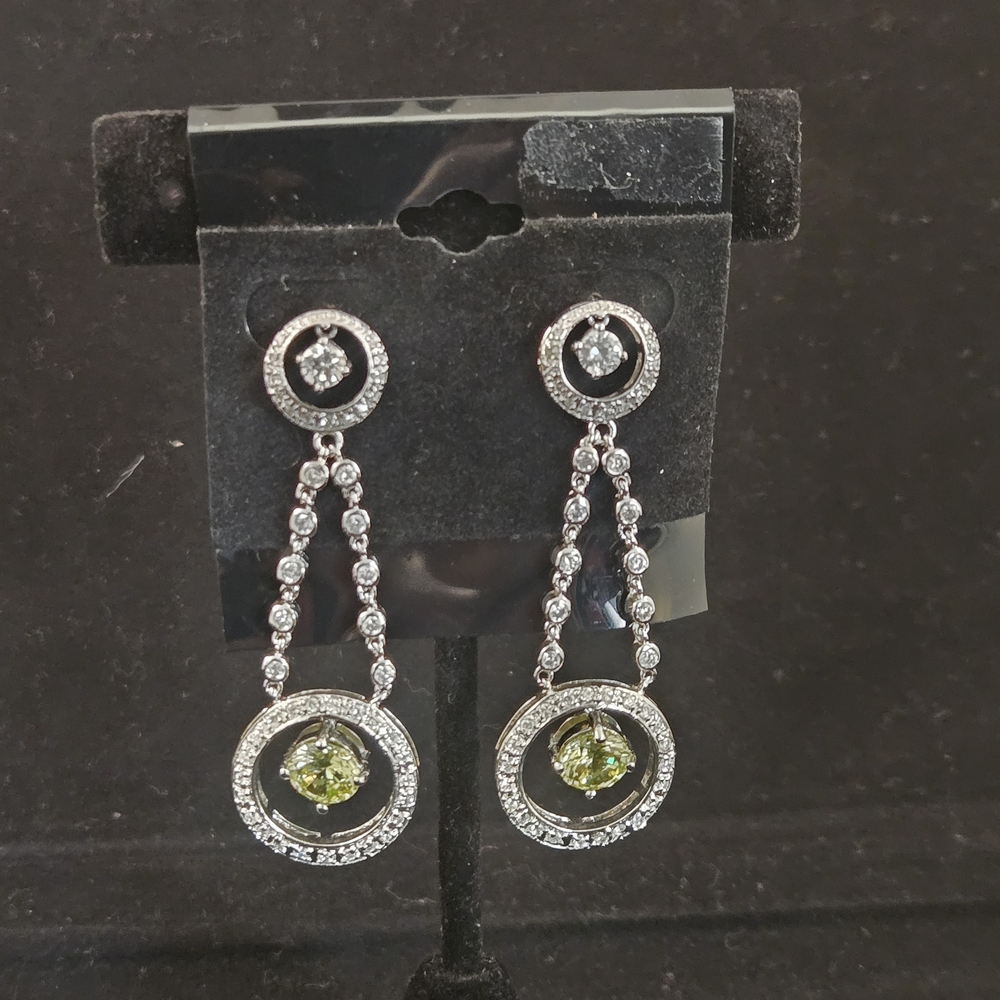 Dazzling Silver and Green Gemstone Earrings